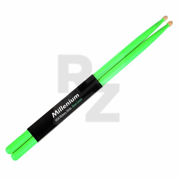 Millenium H5A Hickory Sticks Neon Green Image Millenium H5A Hickory Sticks Neon Green