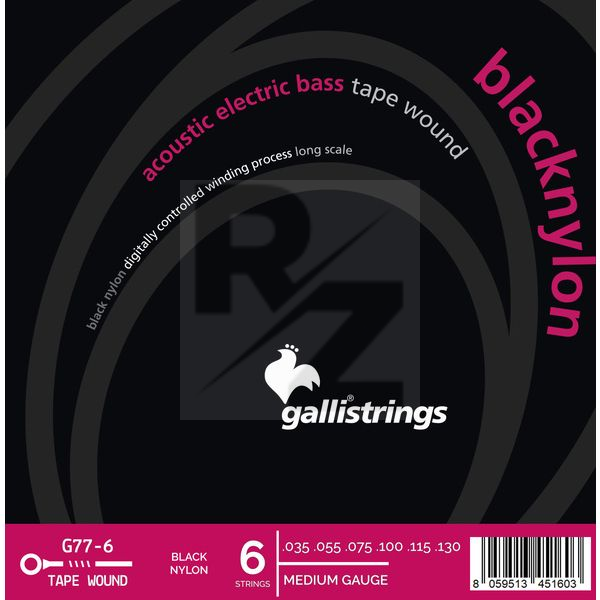 Image Galli Strings G77-6 Black Nylon Bass Strings