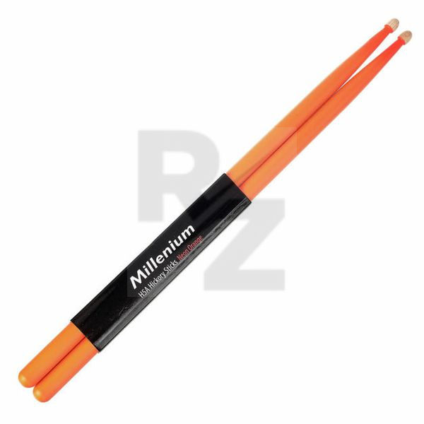 Millenium H5A Hickory Sticks Neon Orange Image Millenium H5A Hickory Sticks Neon Orange