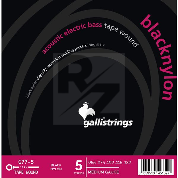 Image Galli Strings G77-5 Black Nylon Bass Strings