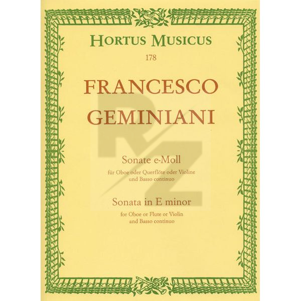 Image Bärenreiter Geminiani Sonate e-moll Oboe
