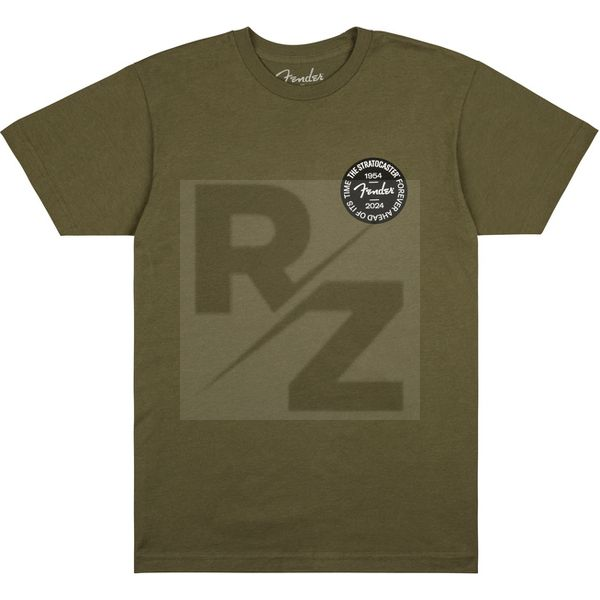 Image Fender Strat Anniv Badge Tee Olive L