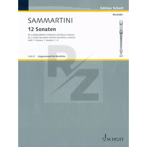 Image Schott Sammartini 12 Sonaten Heft 1