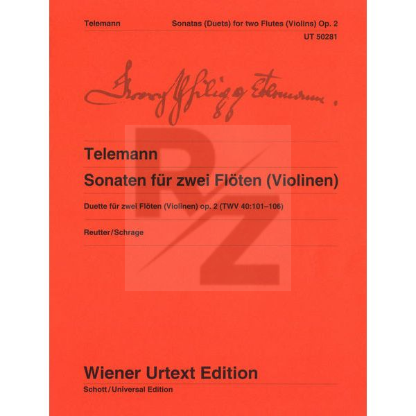 Image Wiener Urtext Edition Telemann Sonaten zwei Flöten